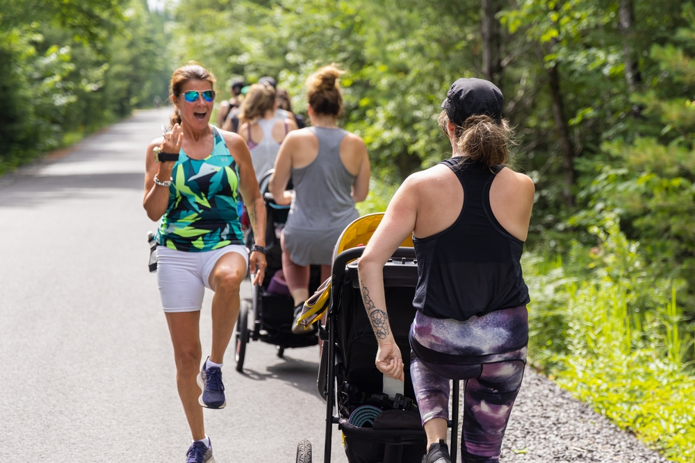 Photo,Taken,From,Group,Of,Mothers,Practicing,A,Cardio,Workout